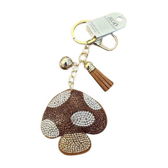Joules Accessories - Joules Brown and Gold Mushroom Keychain